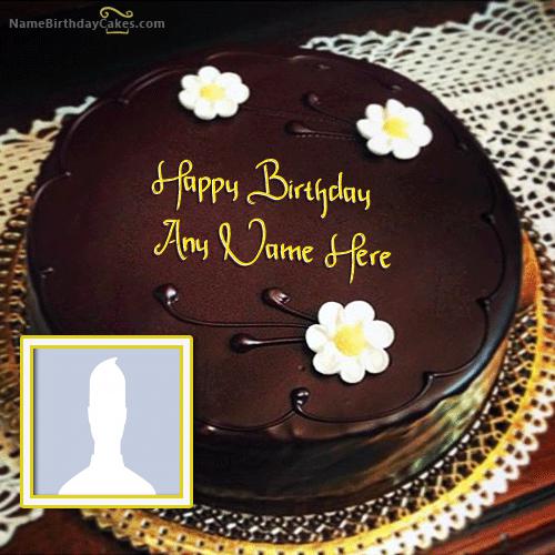 Amazing Chocolate Birthday Cake With Name & Photo