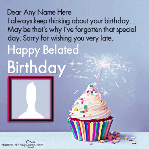 Amazing Cupcake Belated Birthday Wishes With Name & Photo