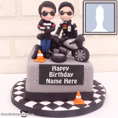 Bikers Happy Birthday Cakes For Boys With Name & Photo