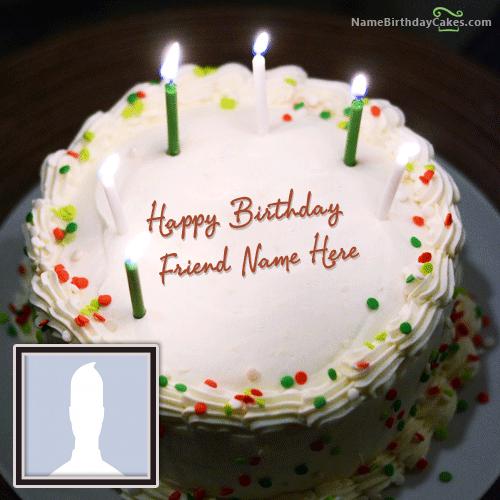 Birthday Cake With Candles With Name & Photo