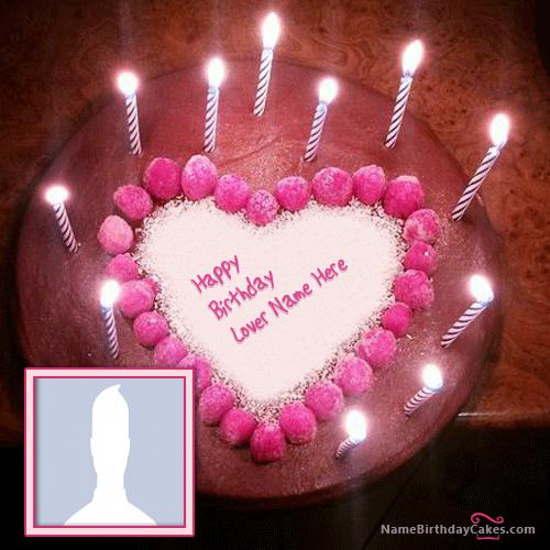 Candles Heart Happy Birthday Cake