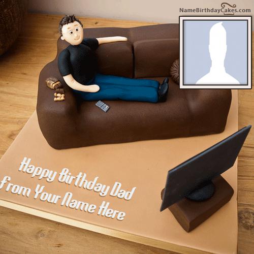 Creative Birthday Cake For Father With Name & Photo