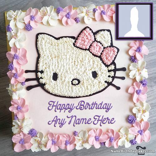 Cute Kitty Birthday Cakes For Kids With Name & Photo