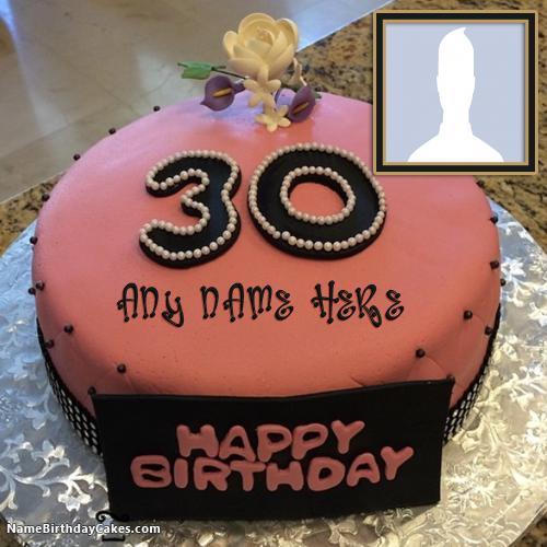 Decorated Strawberry 30th Birthday Cakes With Name & Photo