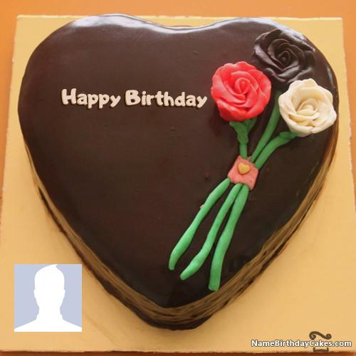 Flower Birthday Cakes For Facebook Friends With Name & Photo