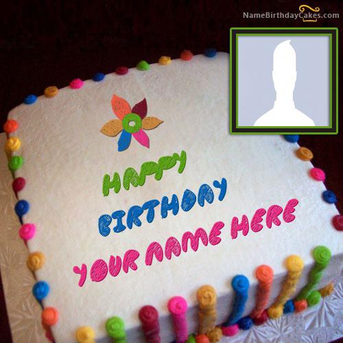 Colorful Birthday Cake With Name & Photo