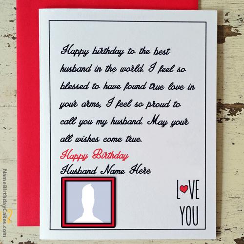 Love Birthday Card for Husband With Name & Photo