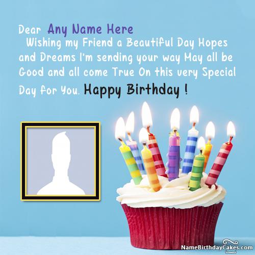Special Candles Cupcake For Happy Birthday Wish With Name & Photo
