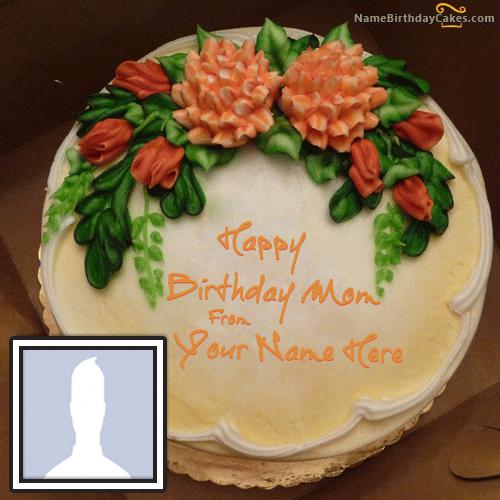 Vanilla Birthday Cake For Mother With Name & Photo