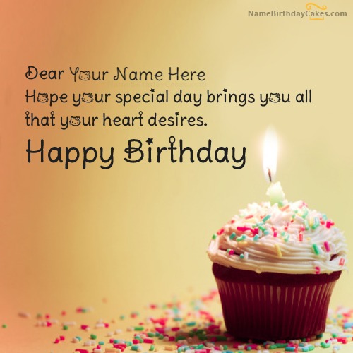 Cupcake Birthday Wish With Name