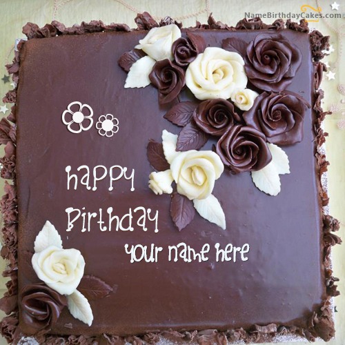 Write name on Roses Chocolate Birthday Cake - Happy Birthday Wishes