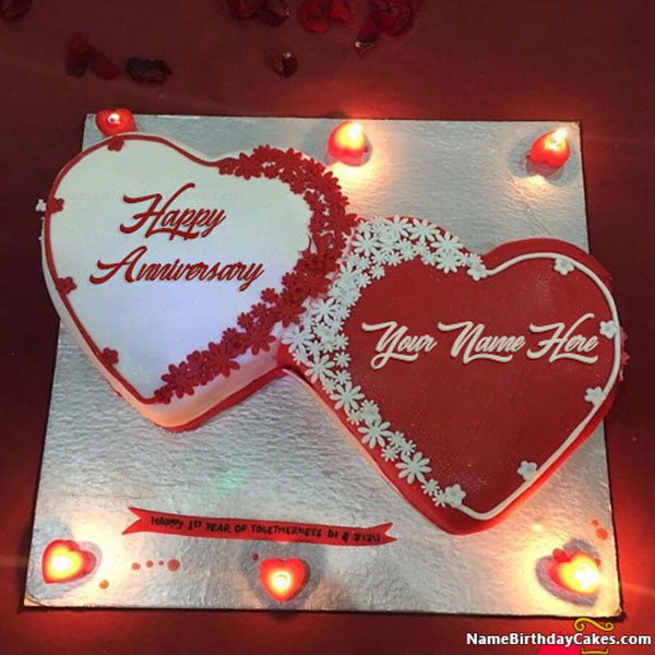 happy anniversary cake with photo and name edit online | cakedayphotoframes