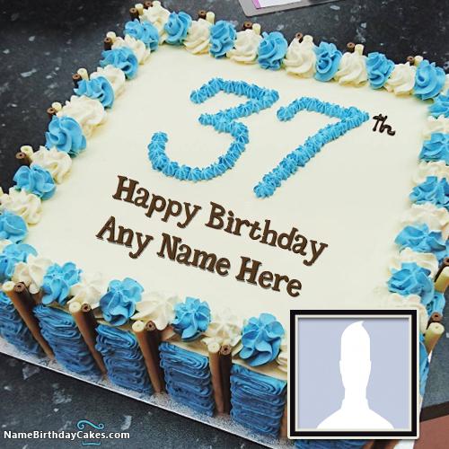 37th Age Birthday Cake With Name And Photo Online Editor