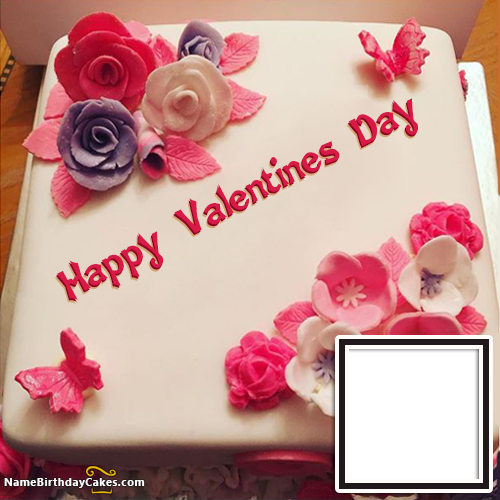Romantic Valentine Cake With Name And Photo