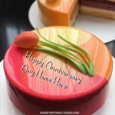 Anniversary Beautiful Single Flower Wish Cake Edit With Name On It and Share