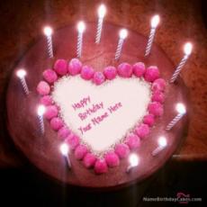 Heartshaped Birthday Candle Cake With Name