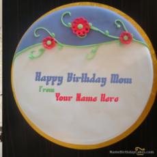 Fondant Birthday Cake For Mother With Name