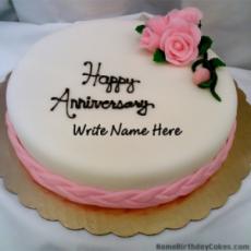 Happy Anniversary Flower Cake With Name and Share