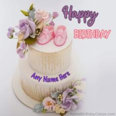Happy Birthday Beautiful Double Flower Cake With Name