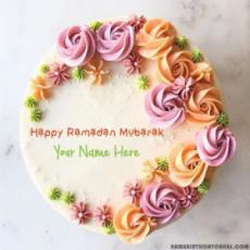 Happy Ramadan Mubarak Beautiful Flower Cake with Name