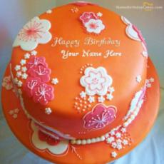 Beautiful Orange Birthday Cake With Name