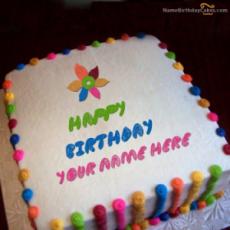 Colorful Name On Birthday Cake Pic