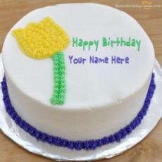 Write Name On Flower Birthday Cake