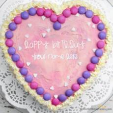 Pink Heart Cake Name Picture