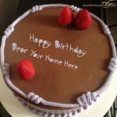Chocolate Strawberry Birthday Cake With Name