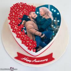 Personalized Anniversary Cake With Photo Frame