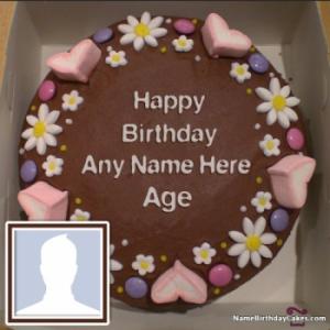 Birthday wishes cake with name and photo editing