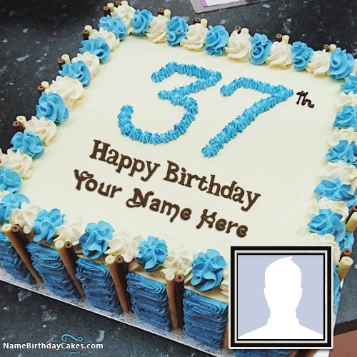 37th Age Birthday Cake With Name And Photo Online Editor