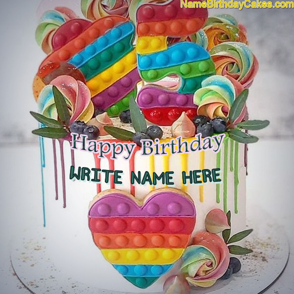 5th Happy Birthday  Popit Cake For Kids With Name