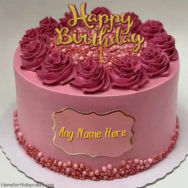 Birthday Pink Cake Gold Topper Cake For Girls With Name