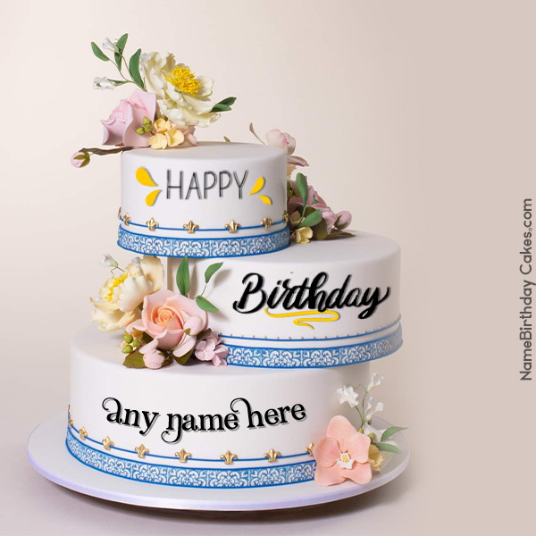 Birthday Three Tier Cake Beautiful Lover Cake With Name and Share