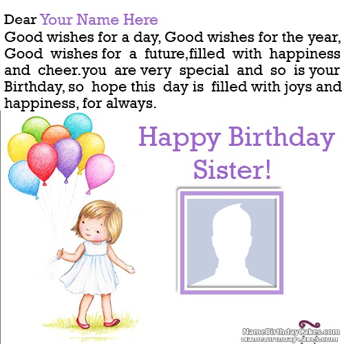Birthday Wishes For Sister With Name And Photo