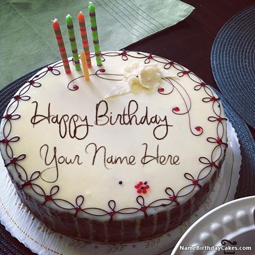 Candles Birthday Cake With Name Editor