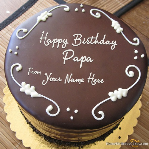 Chocolate Birthday Cake For Father With Name
