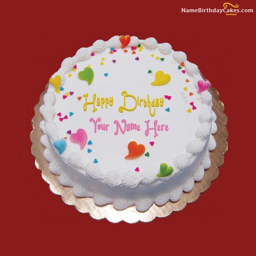 Bright Colored Birthday Cake With Name