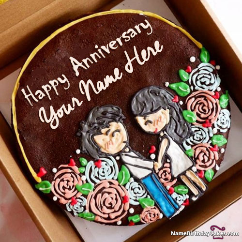 Couple Love Anniversary Cake With Name