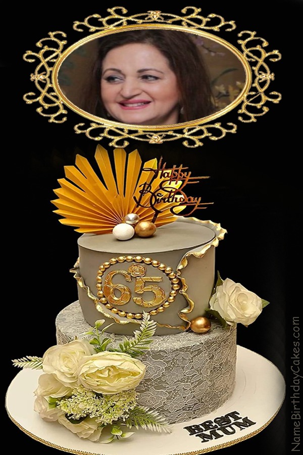 Happy 65th Birthday Best Mum Two tier Cake With Picture