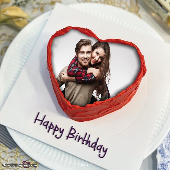 Romantic Happy Bday Cake With Pic