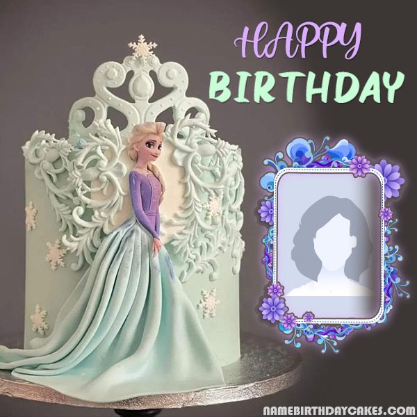 Happy Birthday Beautiful Elsa Cake With Photo Customized