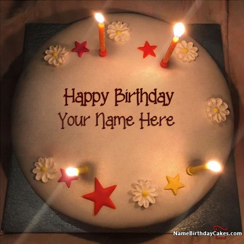 Write Name On Birthday Cake Card Wishes