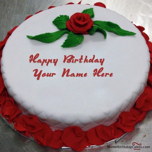 Red Rose Birthday Cake For Lover With Name