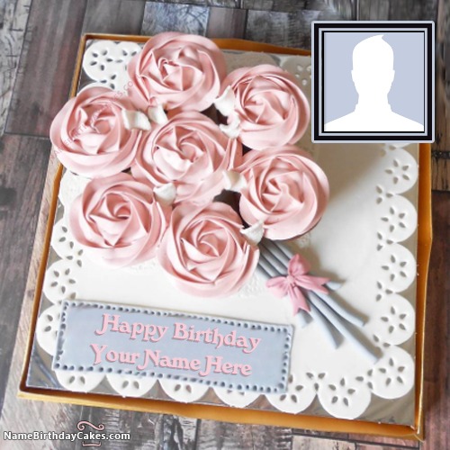 Romantic Birthday Cake For Wife With Name And Photo
