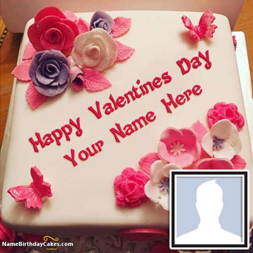 Romantic Valentine Cake With Name And Photo