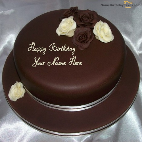 Rose Chocolate Birthday Cake With Name