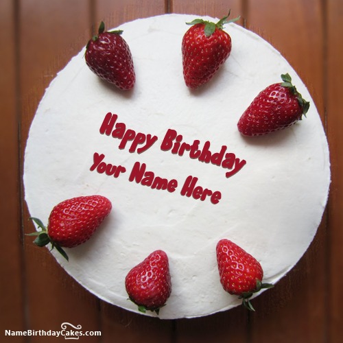 Strawberries Friends Birthday Cake With Name