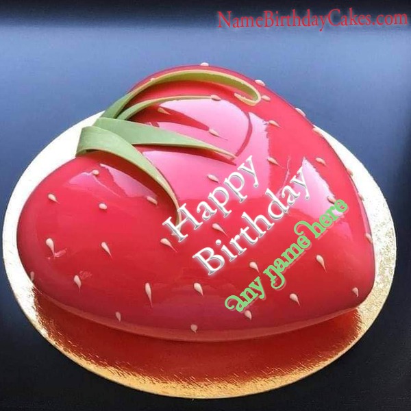 Strawberry Mirror Birthday Cake For Girls With Name